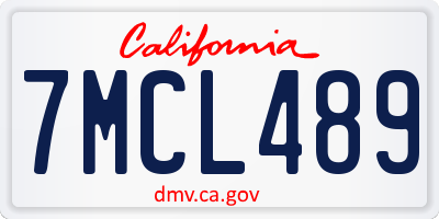 CA license plate 7MCL489