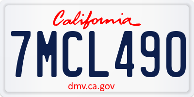 CA license plate 7MCL490