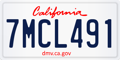 CA license plate 7MCL491