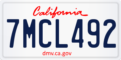 CA license plate 7MCL492