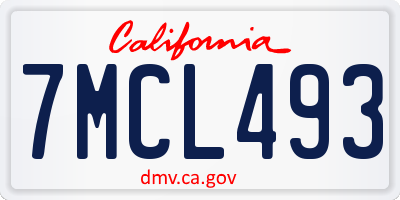 CA license plate 7MCL493