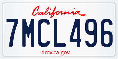 CA license plate 7MCL496