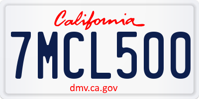 CA license plate 7MCL500