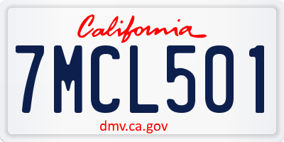 CA license plate 7MCL501