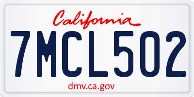 CA license plate 7MCL502