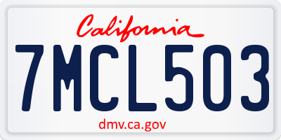 CA license plate 7MCL503