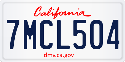 CA license plate 7MCL504