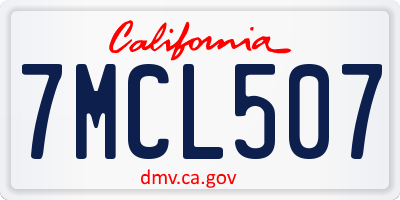 CA license plate 7MCL507