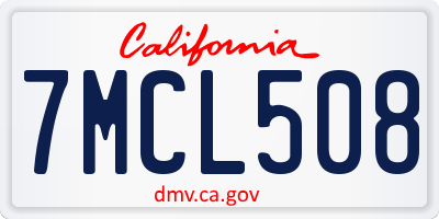 CA license plate 7MCL508