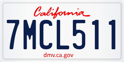 CA license plate 7MCL511