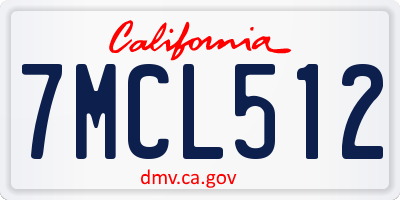 CA license plate 7MCL512