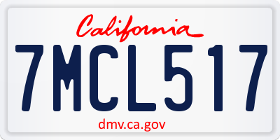CA license plate 7MCL517
