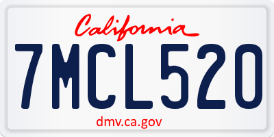 CA license plate 7MCL520
