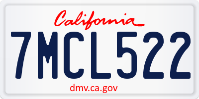 CA license plate 7MCL522