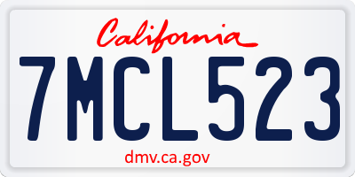 CA license plate 7MCL523