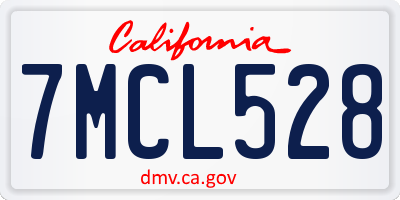 CA license plate 7MCL528