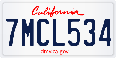 CA license plate 7MCL534
