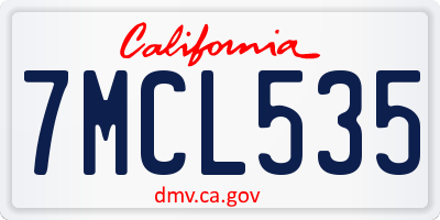CA license plate 7MCL535
