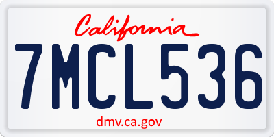 CA license plate 7MCL536
