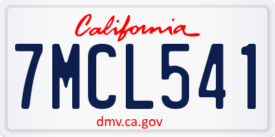 CA license plate 7MCL541