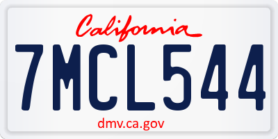 CA license plate 7MCL544