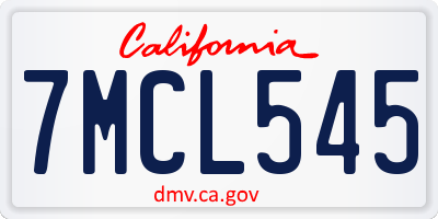 CA license plate 7MCL545