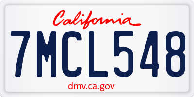 CA license plate 7MCL548
