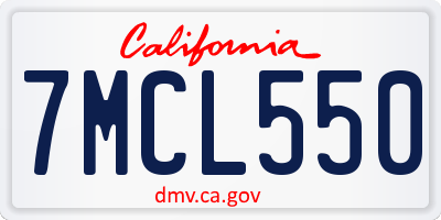 CA license plate 7MCL550