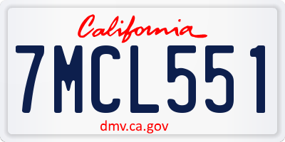 CA license plate 7MCL551