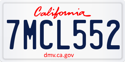 CA license plate 7MCL552