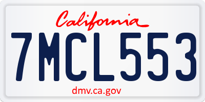 CA license plate 7MCL553