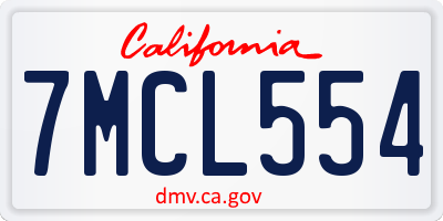 CA license plate 7MCL554