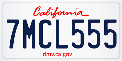 CA license plate 7MCL555