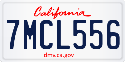 CA license plate 7MCL556