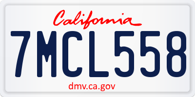 CA license plate 7MCL558