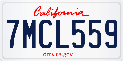 CA license plate 7MCL559