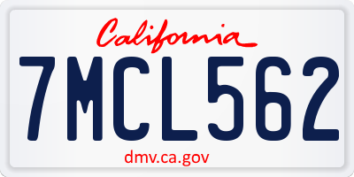 CA license plate 7MCL562