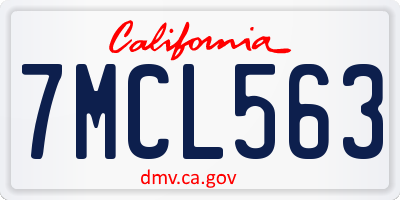 CA license plate 7MCL563