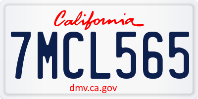 CA license plate 7MCL565