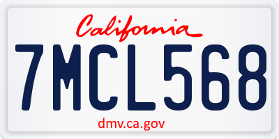 CA license plate 7MCL568