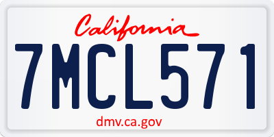 CA license plate 7MCL571