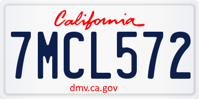 CA license plate 7MCL572