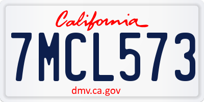 CA license plate 7MCL573