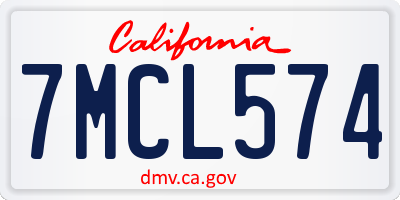 CA license plate 7MCL574
