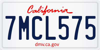 CA license plate 7MCL575