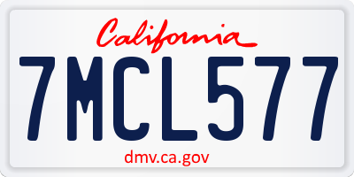 CA license plate 7MCL577