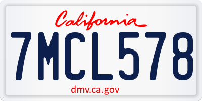 CA license plate 7MCL578
