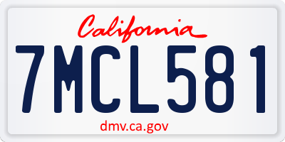 CA license plate 7MCL581