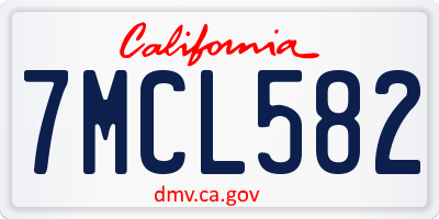CA license plate 7MCL582