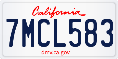 CA license plate 7MCL583